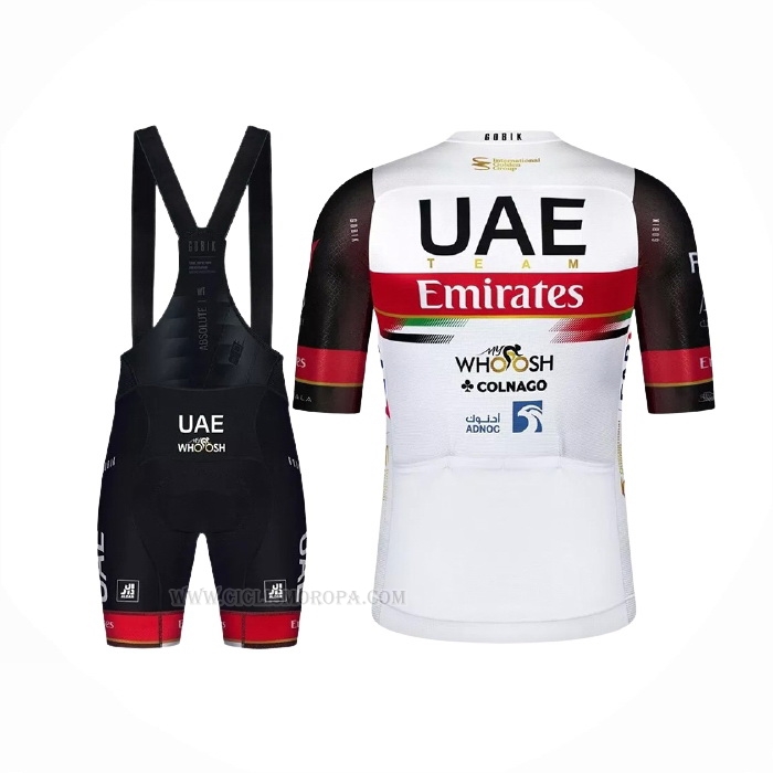 2021 Ropa Ciclismo UAE Negro Blanco Rojo Mangas Corta y Culotte Corto